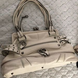Betsy Johnson cream Real leather purse